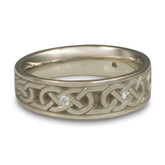 Narrow Love Knot With Diamonds Wedding Ring in 14K White Gold
